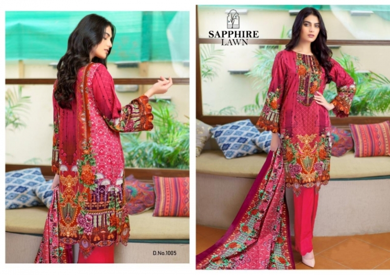 SAPPHIERE LAWN LAUNCHED PURE LAWN COTTON  (6)