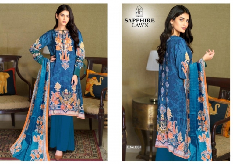 SAPPHIERE LAWN LAUNCHED PURE LAWN COTTON  (8)