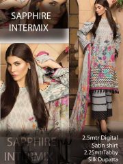 SAPPHIRE INTERMIX SATIN SHIRT AND SILK DUPATTA PAKISTANI STYLE COLLECTION (1)