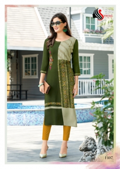 SAWAN HONEY VOL 14 REYON PRINTED LONG FORMAL WEAR KURTI WHOLESALER DEALER BEST RATE BY GOSIYA EXPROTS SURAT (4)