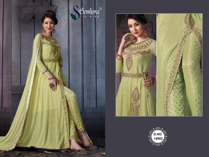 SENHORA VOL-14 ZAREEN VOL-2 14001-14004 SERIES GEORGETTE SUITS WHOLESALE COLLECTION WHOLESALE DEALER BEST  RATE BY GOSIYA EXPOR (518)