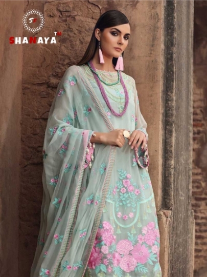 SHANAYA FASHION ROSE ESPOIR GEORGETTE FABRIC WITH EMBROIDERY WORK PAKISTANI COLLETION SUIT DEALER BEST RATE BY GOSIYA EX