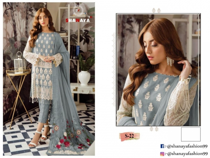 SHANAYA PRESENT S 22 GEORGETTE PAKISTANI STYLISH DRESS MATERIALS WHOLESALE DEALER BEST RATE BY GOSIYA EXPORTS SURAT (4)