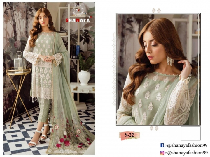 SHANAYA PRESENT S 22 GEORGETTE PAKISTANI STYLISH DRESS MATERIALS WHOLESALE DEALER BEST RATE BY GOSIYA EXPORTS SURAT (6)