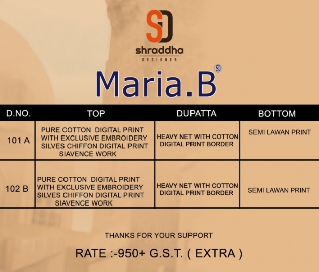 SHRADDHA DESIGNER MARIYA B. LAWN COTTON PARTYWEAR DRESS MATERIAL WITH DIGITAL  (5)