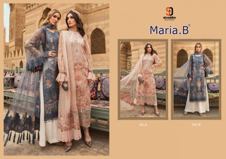 SHRADDHA DESIGNER MARIYA B. LAWN COTTON PARTYWEAR DRESS MATERIAL WITH DIGITAL  (6)