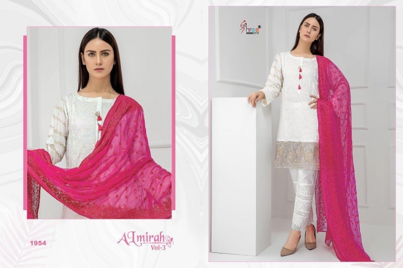 SHREE FAB PRESENTS ALMIRAH VOL 3 COTTON FABRIC WITH EMBROIDERY WORK SALWAR SUIT  WHOLESALE DEALER BEST RATE BY G