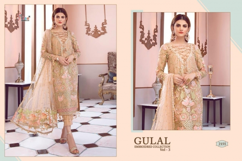 SHREE FAB PRESENTS GULAL EMBROIDERD COLLECTION VOL 3 NET FABRIC DRESS MATERIAL WHOLESALE DEALER BEST RATE BY GOSIY (49)