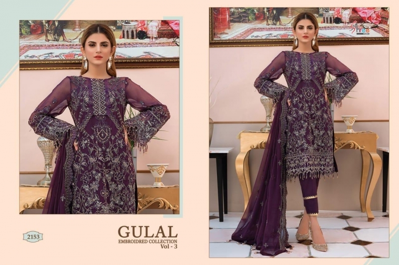 SHREE FAB PRESENTS GULAL EMBROIDERD COLLECTION VOL 3 NET FABRIC DRESS MATERIAL WHOLESALE DEALER BEST RATE BY GOSIY (50)