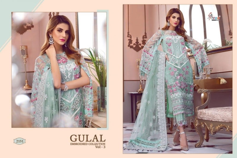 SHREE FAB PRESENTS GULAL EMBROIDERD COLLECTION VOL 3 NET FABRIC DRESS MATERIAL WHOLESALE DEALER BEST RATE BY GOSIY (52)