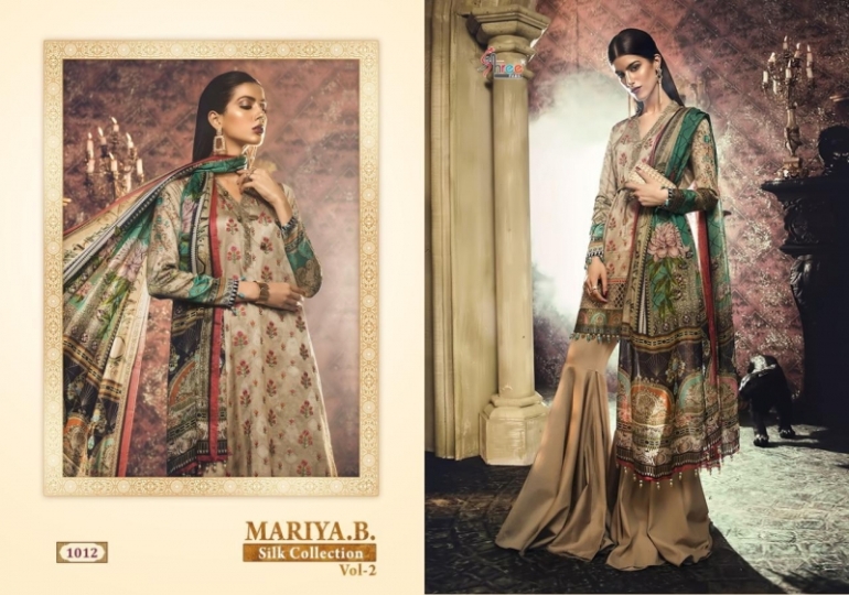 SHREE FAB PRESENTS MARIA B SILK COLLECTION VOL 2 SATIN FABRIC WITH DIGITAL STYLE DRESS MATERIA  WH (515)