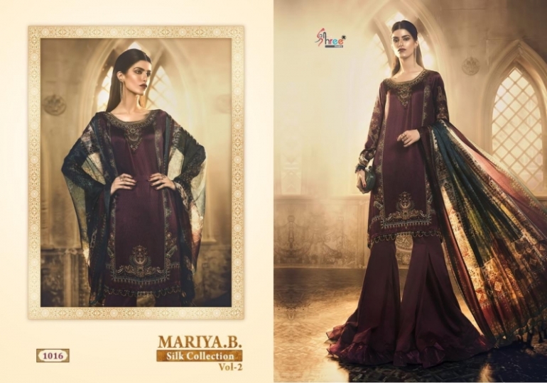 SHREE FAB PRESENTS MARIA B SILK COLLECTION VOL 2 SATIN FABRIC WITH DIGITAL STYLE DRESS MATERIA  WH