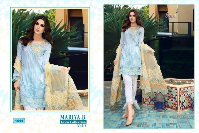 SHREE FAB PRESENTS MARIYA B LAWN COLLECTION VOL 3 CAMBRIC COTTON FABRIC WITH EMBROIDERY  (1)