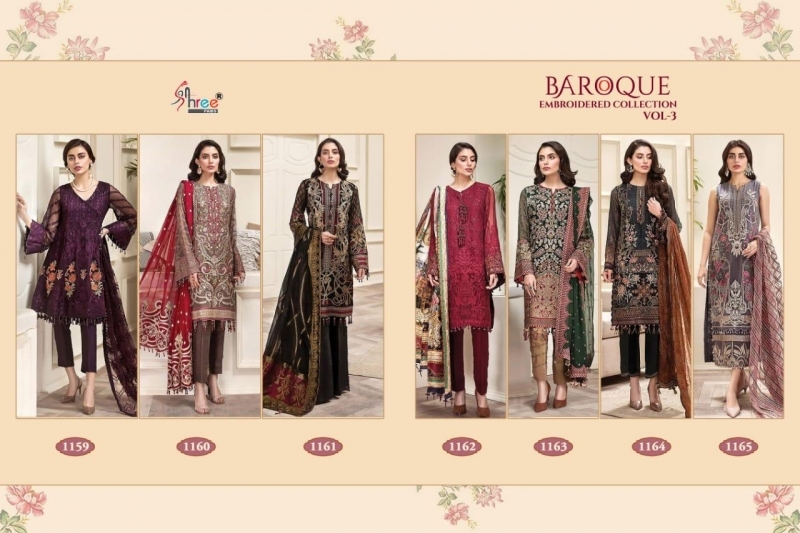 SHREE FABS BAROQUE VOL 3 EMBROIDERED  (8)