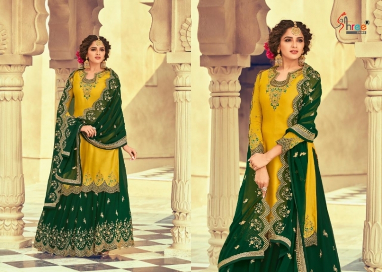 SHREE FABS FLORINA GEORGETTE WEDDING WEAR DRESS MATERIAL BEST RATE BY GOSIYA EXPORTS SURAT (2)