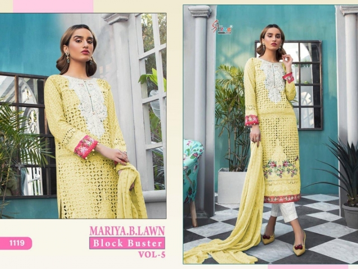 SHREE FABS MARIYA B LAWN BLOCK BUSTER VOL 5 HEAVY SIFLY WORK WHOLESALE  BEST RATE BY GOSIYA EXPORTS  (5)