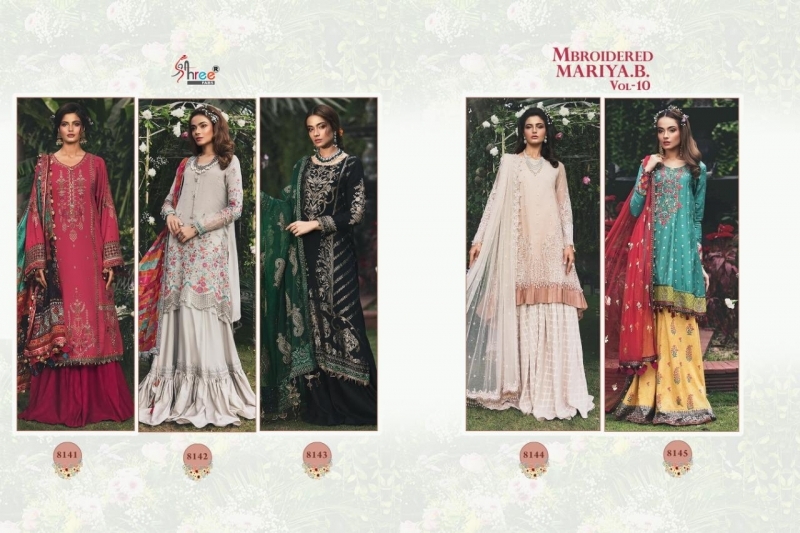 SHREE FABS MBROIDERED MARIYA B VOL-10 8141-8145 SERIES PAKISTANI SUITS WHOLESALER DEALER BEST RATE BY GOSIYA EXPORTS SURAT (1)