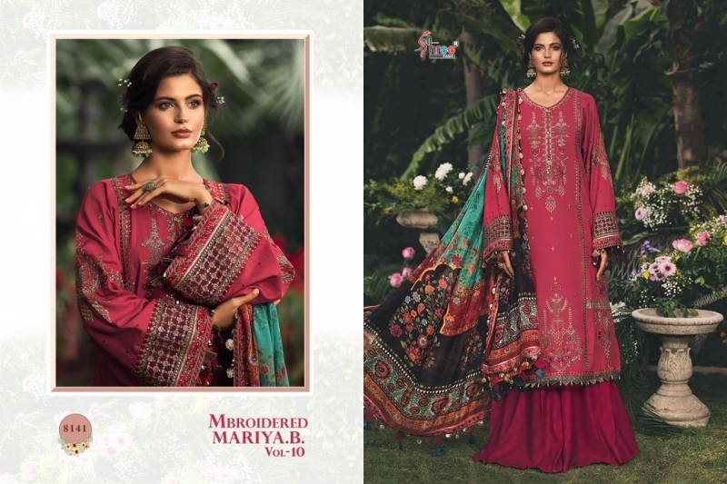 SHREE FABS MBROIDERED MARIYA B VOL-10 8141-8145 SERIES PAKISTANI SUITS WHOLESALER DEALER BEST RATE BY GOSIYA EXPORTS SURAT (3)