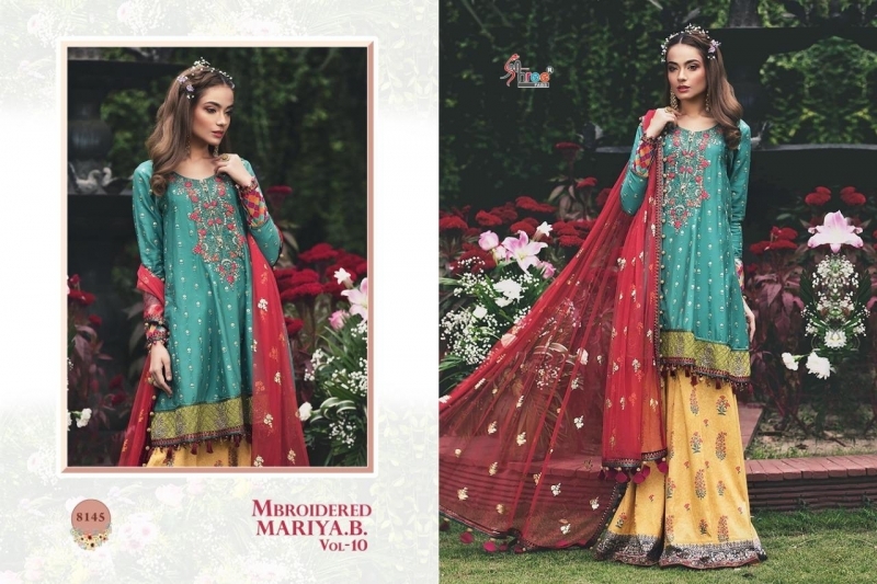 SHREE FABS MBROIDERED MARIYA B VOL-10 8141-8145 SERIES PAKISTANI SUITS WHOLESALER DEALER BEST RATE BY GOSIYA EXPORTS SURAT (4)