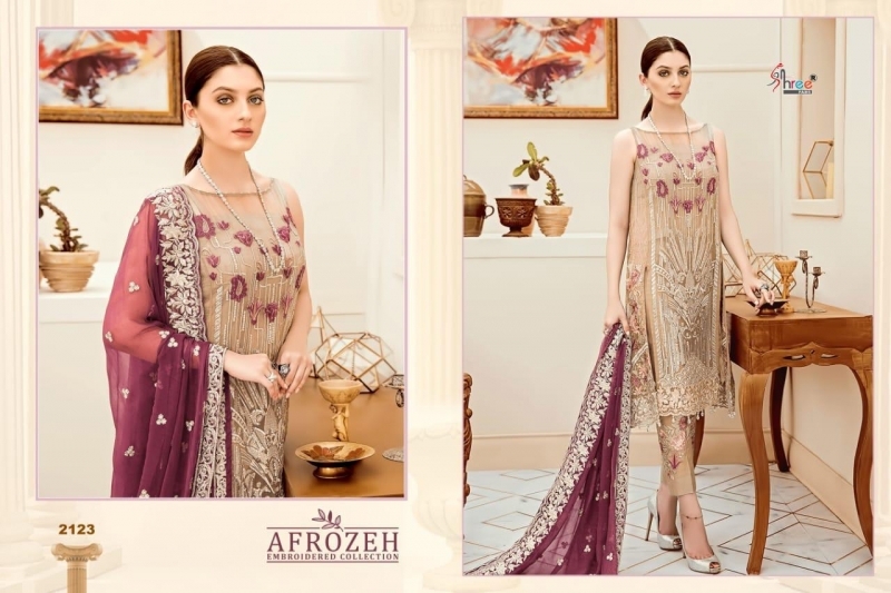 SHREE FABS SURAT AFROZEH EMBROIDERED COLLECTION PAKISTANI SUITS WHOLESALE DEALER BEST RATE BY GOSIYA EXPORTS SURAT (3)