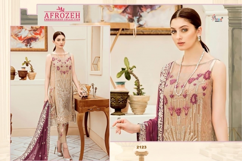 SHREE FABS SURAT AFROZEH EMBROIDERED COLLECTION PAKISTANI SUITS WHOLESALE DEALER BEST RATE BY GOSIYA EXPORTS SURAT (8)
