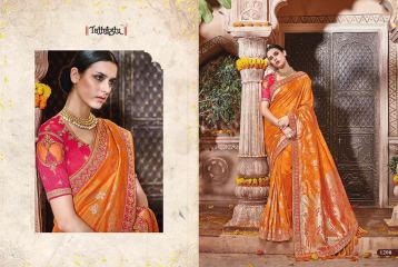 TATHASTU 12 SAREES DESIGNER HEAVY SILK SAREES ARE AVAILABLE AT WHOLESALE BEST RATE BY GOSIYA EXPORTS SURAT (12)