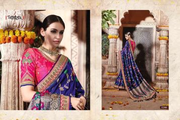 TATHASTU 12 SAREES DESIGNER HEAVY SILK SAREES ARE AVAILABLE AT WHOLESALE BEST RATE BY GOSIYA EXPORTS SURAT (7)