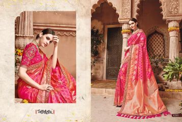 TATHASTU 12 SAREES DESIGNER HEAVY SILK SAREES ARE AVAILABLE AT WHOLESALE BEST RATE BY GOSIYA EXPORTS SURAT (8)
