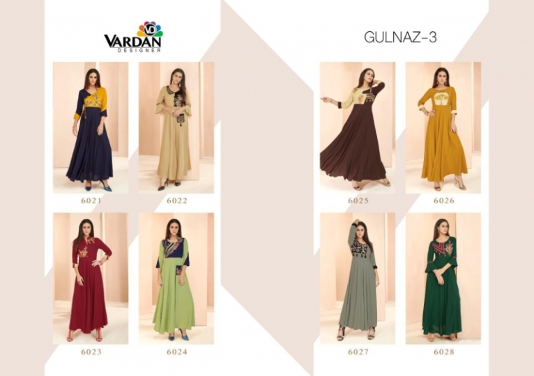 VARDAN DESIGNER GULNAZ VOL-3 6021-6028 SERIES WHOLESALE RATES RAYON KURTIS DESIGNER COLLECTION WHOLESALE DEALER BEST R (1)