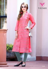 VESH SILKY CATALOG SILKS DESIGNER EMBROIDERED PARTY WEAR KURTIES COLLECTION AT (5)