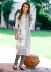 VESH SILKY CATALOG SILKS DESIGNER EMBROIDERED PARTY WEAR KURTIES COLLECTION AT (6)