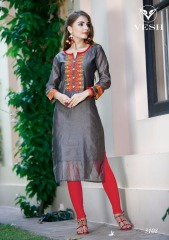 VESH SILKY CATALOG SILKS DESIGNER EMBROIDERED PARTY WEAR KURTIES COLLECTION AT (8)