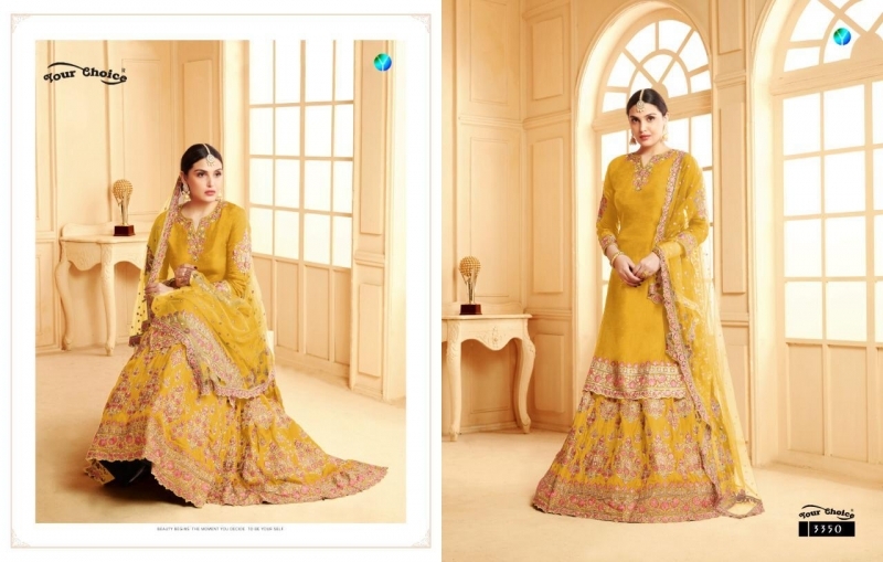 YOUR CHOICE 3347-3350 SERIES GEORGETTE PARTY WEAR LEHENGA SUITS WHOLESALE DEALER BEST RATE BY GOSIYA EXPORTS SURAT (2)