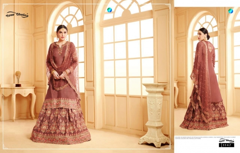 YOUR CHOICE 3347-3350 SERIES GEORGETTE PARTY WEAR LEHENGA SUITS WHOLESALE DEALER BEST RATE BY GOSIYA EXPORTS SURAT (4)