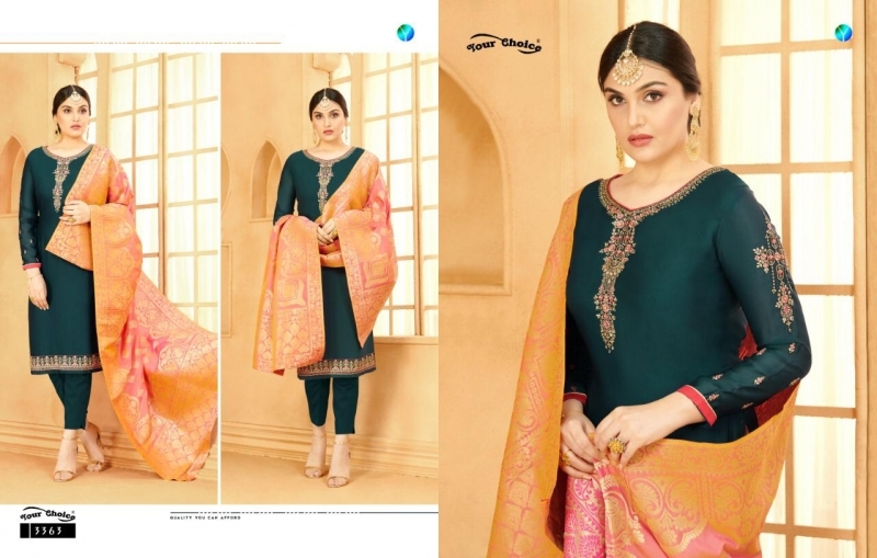 YOUR CHOICE PRESENT BANARASI VOL 4 SATIN GEORGETTE DRESS MATERIALS ONLINE SUITS STORE WHOLESALE DEALER BEST RATE BY GOSIYA E (49)