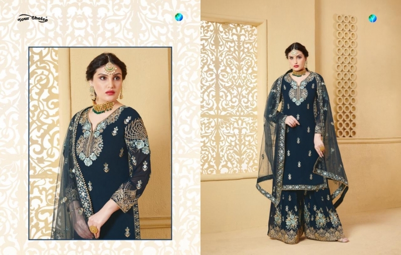 YOUR CHOICE SARARA VOL-13 3433 – 3436 SERIES GEORGETTE DESIGNER SHARARA SUITS WHOLESALER DEALER BEST RATE BY GOSIYA EXPORT (58)