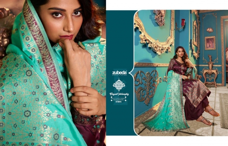 ZUBEDA PRESENTS SEHER SILK JACQURAD FABRIC WITH EMBROIDERY WORK SALWAR SUIT WHOLESALE DEALER BEST RATE BY GOSIYA EXPORTS SURAT (2)