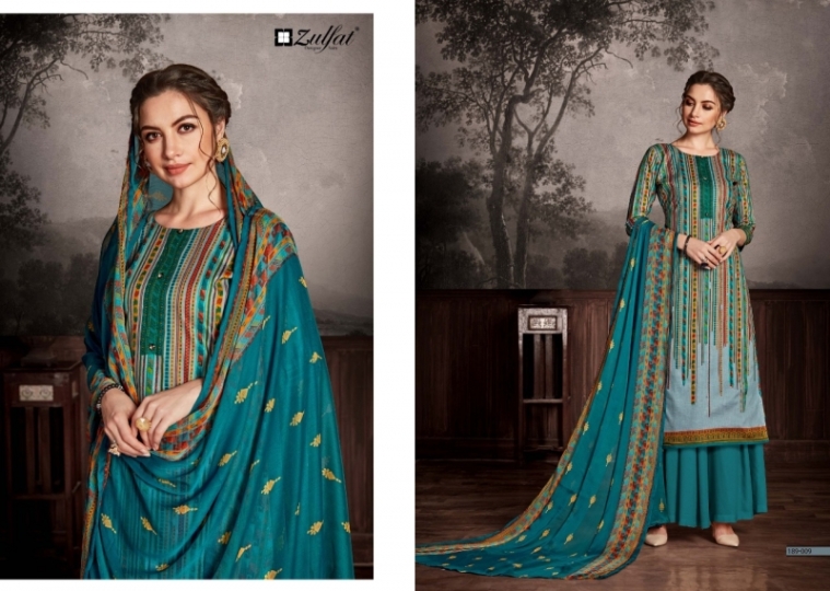 ZULFAT DESIGNER SUIT GULMOHAR COTTON FABRIC  (1)