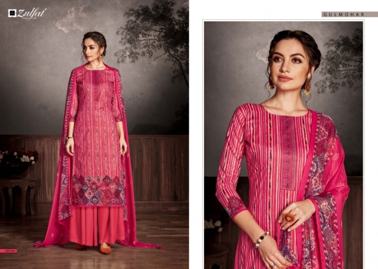 ZULFAT DESIGNER SUIT GULMOHAR COTTON FABRIC  (12)