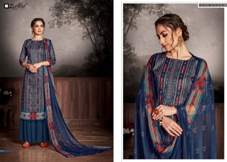 ZULFAT DESIGNER SUIT GULMOHAR COTTON FABRIC  (2)