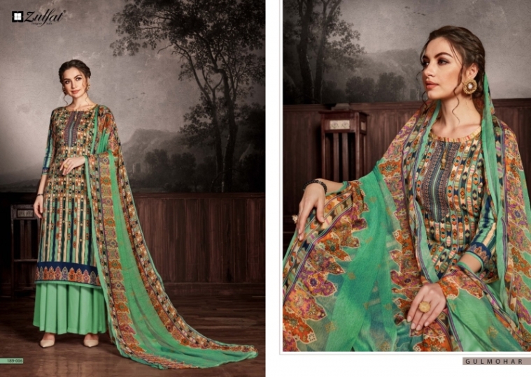 ZULFAT DESIGNER SUIT GULMOHAR COTTON FABRIC  (3)