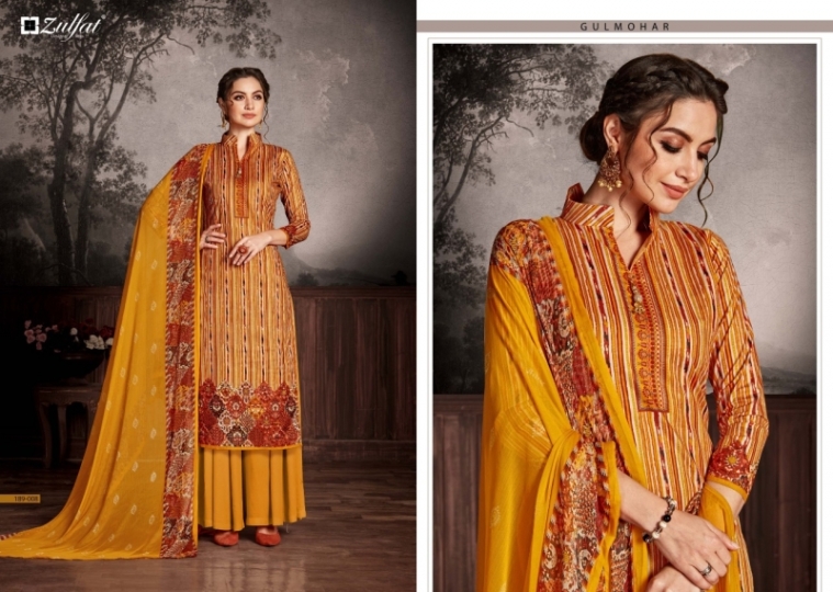 ZULFAT DESIGNER SUIT GULMOHAR COTTON FABRIC  (4)