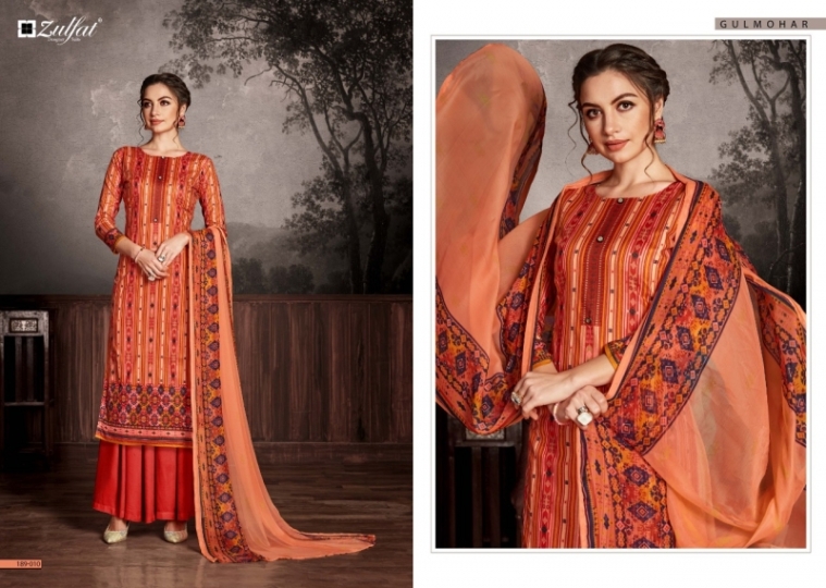 ZULFAT DESIGNER SUIT GULMOHAR COTTON FABRIC  (5)