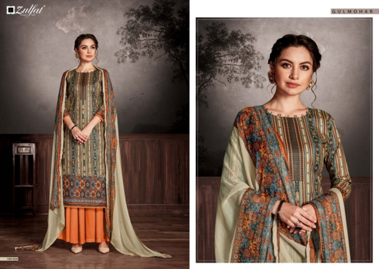 ZULFAT DESIGNER SUIT GULMOHAR COTTON FABRIC  (6)