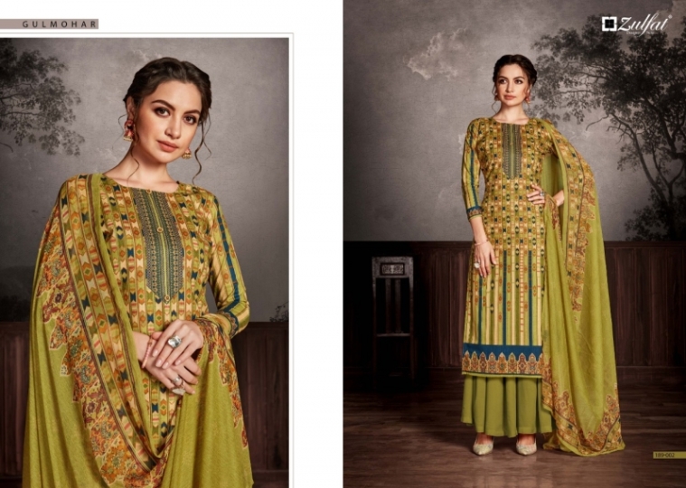 ZULFAT DESIGNER SUIT GULMOHAR COTTON FABRIC  (7)