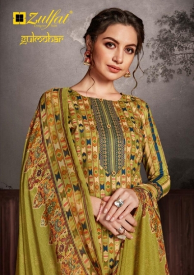 ZULFAT DESIGNER SUIT GULMOHAR COTTON FABRIC  (8)