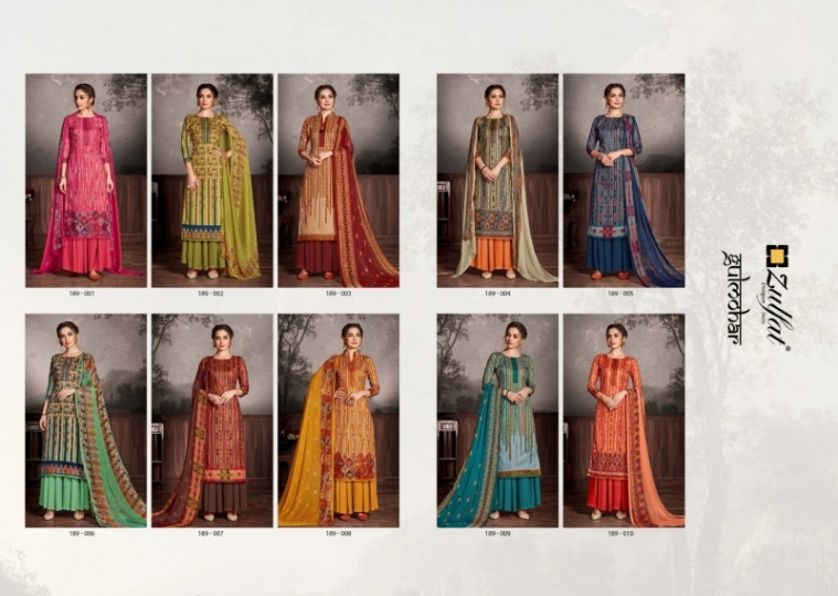 ZULFAT DESIGNER SUIT GULMOHAR COTTON FABRIC  (9)