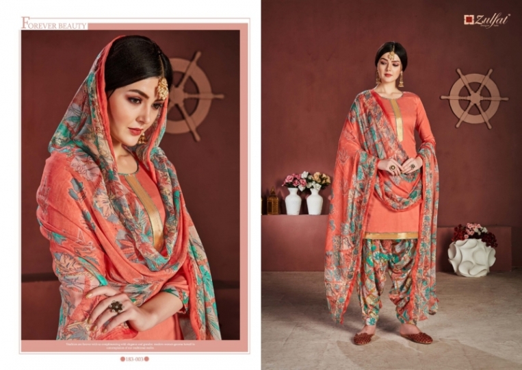 ZULFAT DESIGNER SUITS MOHINI PURE JAM COTTON FABRIC PRINT SALWAR SUIT  (7)