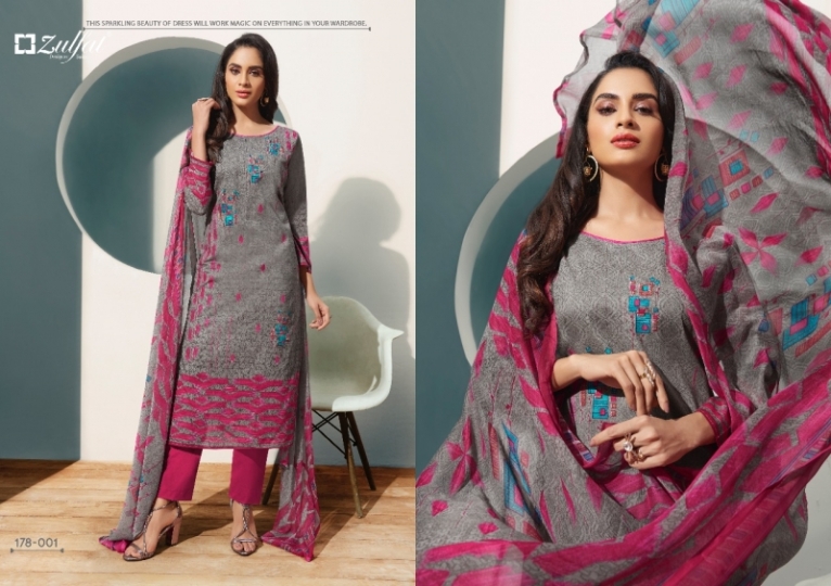 ZULFAT DESIGNER SUITS SUMMER FIESTA PURE COTTON DIGITAL PRINT DRESS MATERIAL WHOLESALE  (2)