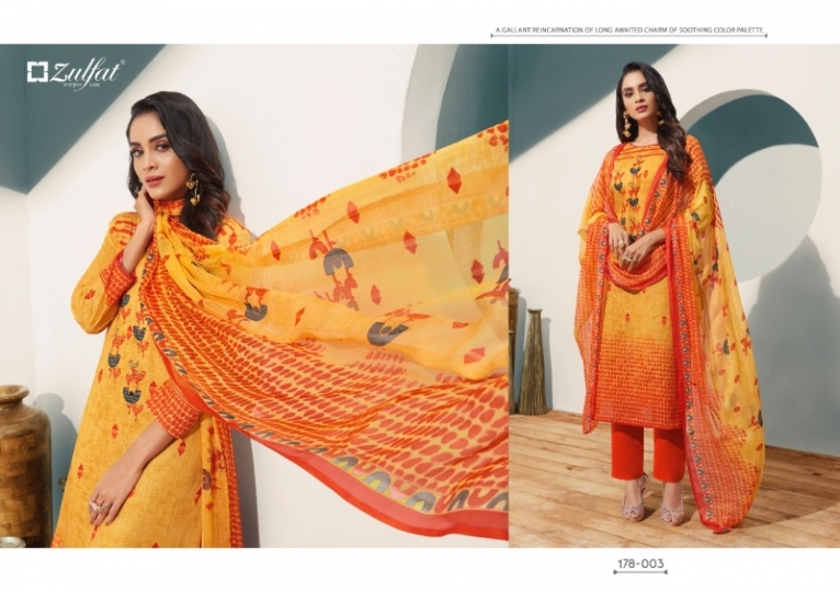 ZULFAT DESIGNER SUITS SUMMER FIESTA PURE COTTON DIGITAL PRINT DRESS MATERIAL WHOLESALE  (4)